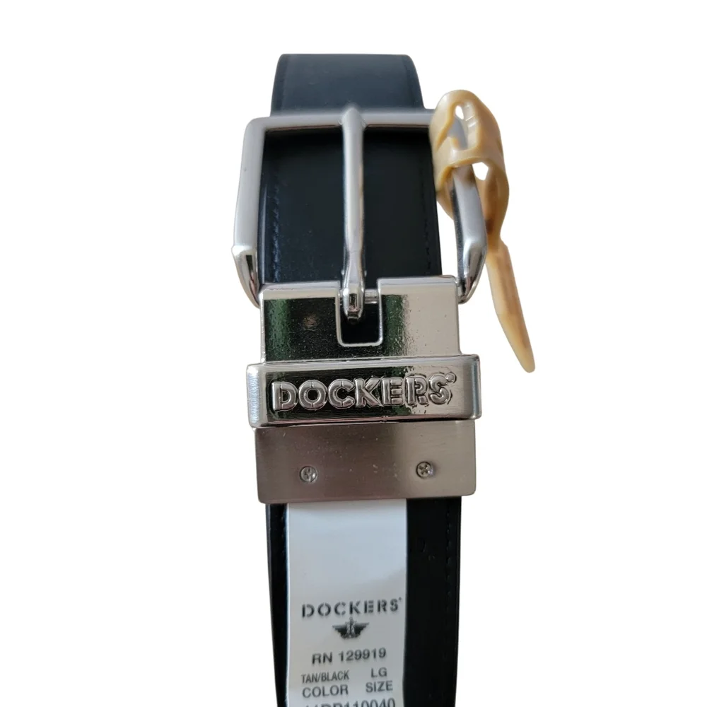 NWT Dockers Belt 38-40 Adjustable Buckle Reversable Brown Black Preppy Mens Sz L